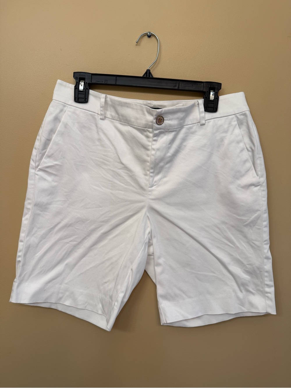 Ralph Lauren White Flat-Front Chino Shorts
